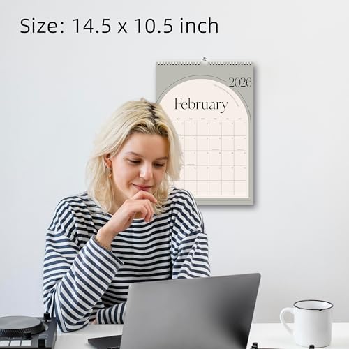 Aesthetic Wall Calendar 2026, 18 Monthly Vertical Calendar January 2026 to June 2027, 15" x 10" Modern Wall Hanging Calend...