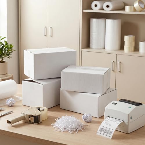 CRUGLA Assorted Sizes Shipping Boxes 30 Pack (11x6x6, 10x7x5, 9x6x4), White Corrugated Cardboard Mailers, Each 10 PCS Smal...
