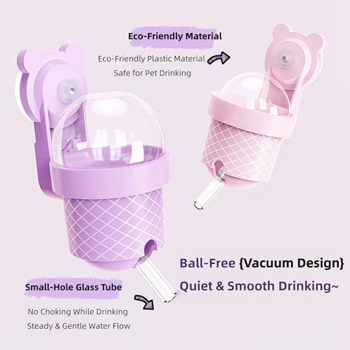 Vacuum-Sealed Leak-Proof Whisper-Quiet Hamster Water Bottle 3.72oz, Wall-Mounted & Free-Standing for Glass Tanks & Wire Ca...