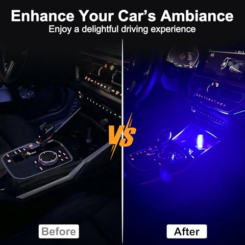 2 PCS Car USB Night Light Bulb, Touch Dimmable Car Interior Ambient Lights, Portable Mini USB Retro Glass Bottle Lamp Deco...