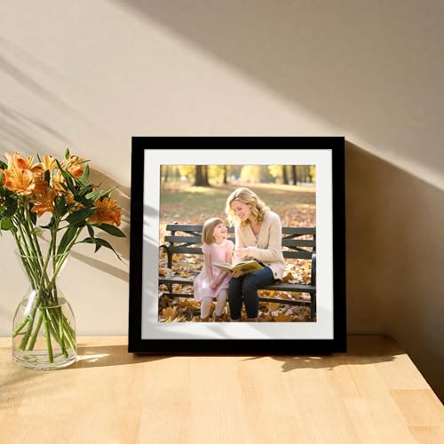 Picture Frames 10x10 2 Pack Made of Solid Wood Black for Wall Mounting and Tabletop Display