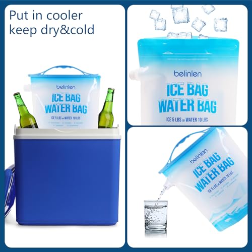 6 Pack Reusable Ice Bags & Ice Packs for Cooler, Long Lasting Freezer Packs - Available in 5lb/10lb Ice Cube Bags with Sea...