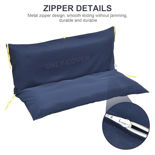 Three Seat Swing Replacement Cushions Only Cover, Anti-Slip Tie Rope Design Bench Cushions Cover for Outdoor Furniture, Zi...
