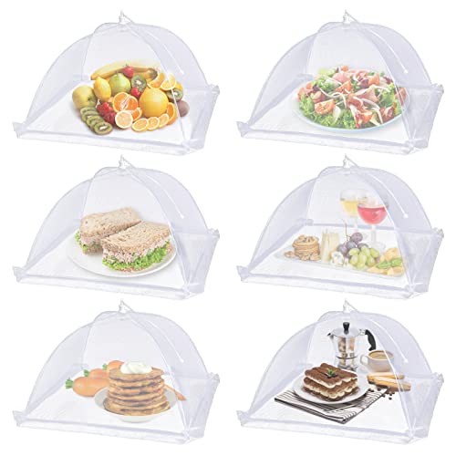 Lauon Large Food Cover,6 Pack Mesh Food Tent,17"x17",White Nylon Covers,Pop-Up Umbrella Screen Tents,Patio Net for Outdoor...