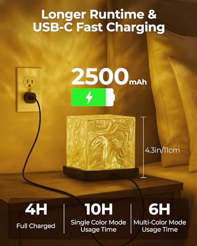 Rechargeable Shower Light Cube, 16 Color Ocean Wave Projector Light Battery Operated, Waterproof Shower Mood Lighting with...