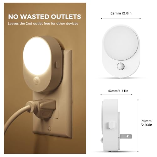 L LOHAS LED Motion Sensor Night Light,[2-PACK] Night Lights Plug into Wall,Motion Sensor and Dusk to Dawn Sensor,3000K Sof...