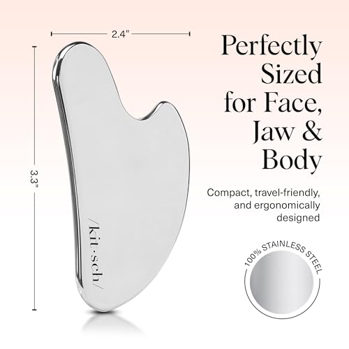 Kitsch Stainless Steel Gua Sha Facial Tools - Guasha Tool for Face, Face Sculpting Tool, Jawline Shaper, Double Chin Reduc...