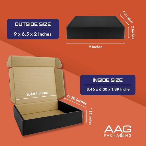 Corrugated Shipping Box Mailers, Black Folding Mailer Boxes for E-commerce Orders, Easy Assemble Shipping Cartons, small b...