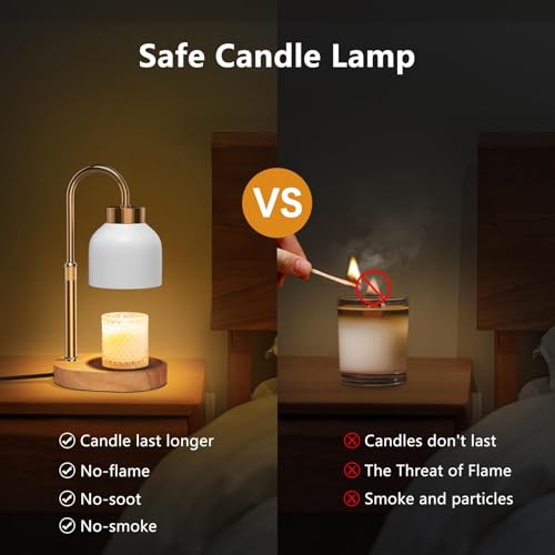 WUEAOA Candle Warmer Lamp, with Timer Dimmer, Height and Brightness Adjustable, Modern Electric Wax Warmer for Women Mom, ...