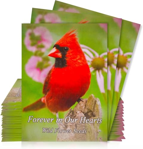 Pack of 25 Pre-Filled Seed Packets Forever in Our Hearts Thoughtful Party Favors for Guests, Funerals, and Memorial Servic...