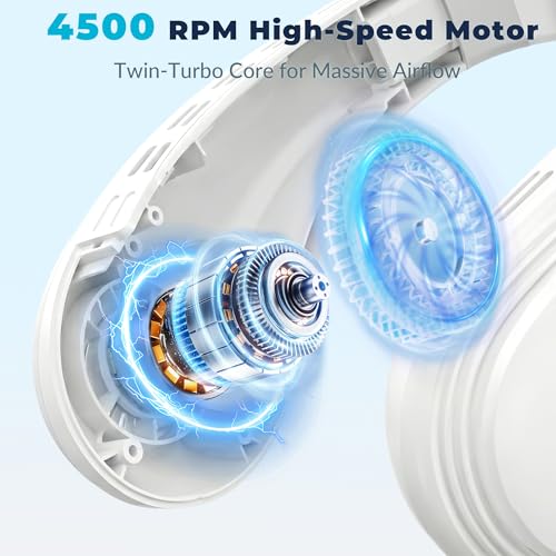 Neck Fan - Portable Personal Fan with Cooling Plate,Operated Wearable Rechargeable Fan with 5200mAh Lithium Battery for Tr...