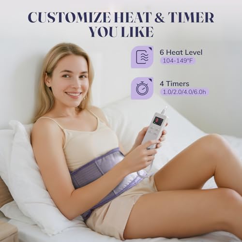 Heating Pad for Period Cramps and Back Pain Relief, Electric Heating Pad with 6 Heat Levels & 4 Timers, Moist Heat Pad for...