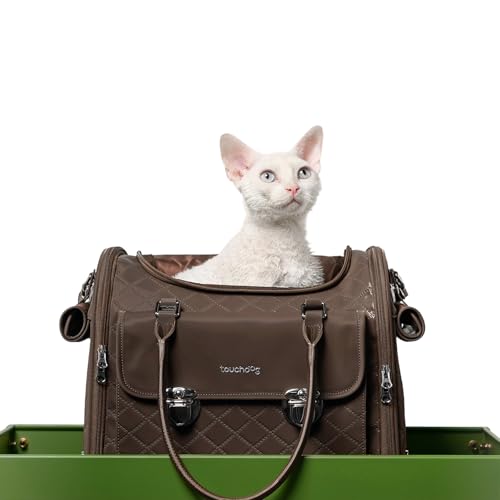 Touchdog Pioneer Light Luxury Pet Carrier Backpack, Airline-Approved Dog Soft-Sided Carriers with High-End Leather & Venti...