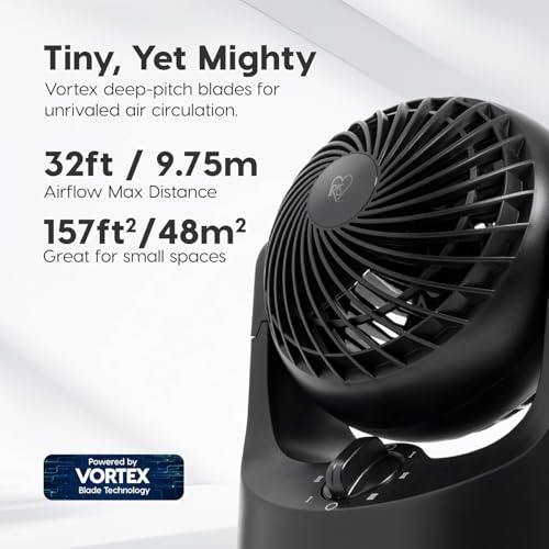 IRIS USA WOOZOO Mini Desk Fan, Air Circulator, 3 Speeds, 32ft Max Air Distance, 108ft² Coverage, 112° Adjustable Vertical ...