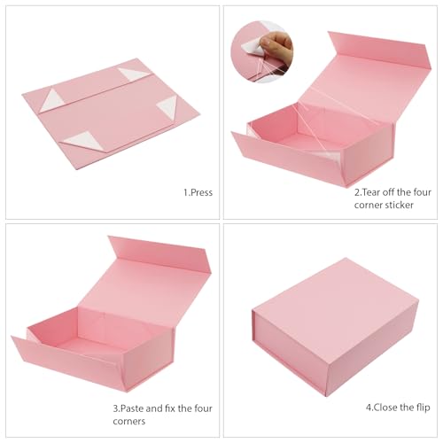 HcoHlow White Magnetic Gift Box 9x6.7x2.75 Inches, Rigid Collapsible Gift Boxes with Lids for Presents, Bridesmaid Proposa...