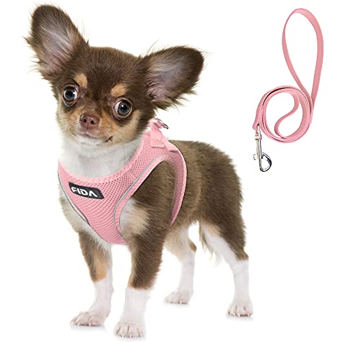 Fida Comfy Dog Harness with Leash, Soft Puppy Vest Escape Proof, Breathable Lightweight Soft Mesh, Adjustable Reflective S...