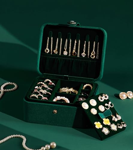 Homde Jewelry Box Small for Women: Ring Earring Organizer Storage for Dresser - Necklace Bracelets Holder with Multi Compa...