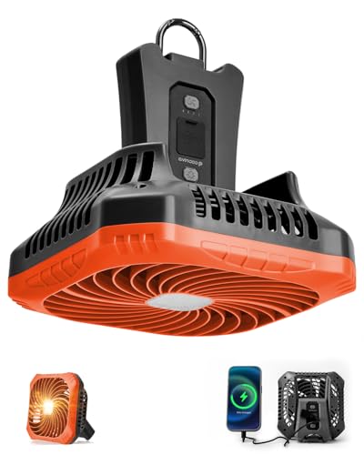 Odoland Portable Camping Fan with LED Lantern, 40H Rechargeable Battery Operated Quiet Tent Fan with Hanging Hook for RV C...