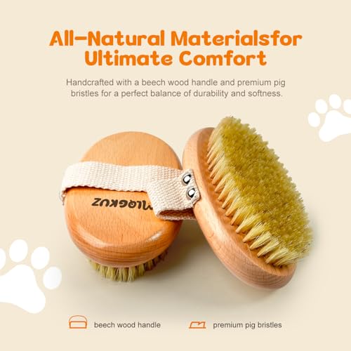 MLQGKUZ Professional Dog Brush Boar Bristle for Short-Haired Dogs - Reduces Shedding, Non-Slip Grip, Gentle Grooming