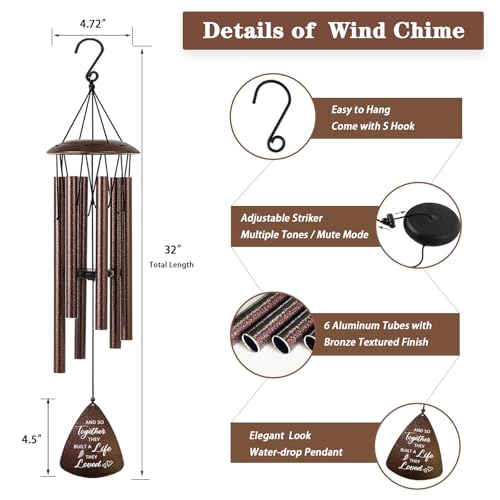 Wedding Gifts for Couples, 32" Bronze Wind Chimes Gift for Wedding Engagement Newly Wed, Bridal Shower Gift for Bride, Mr ...
