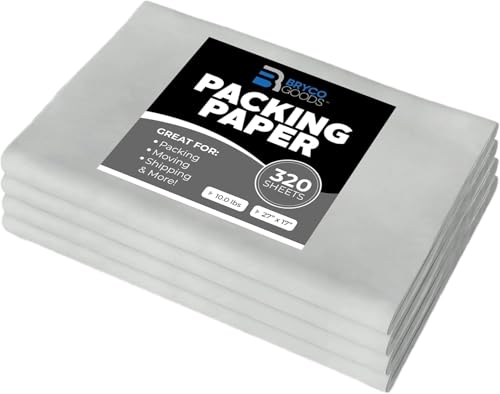 Bryco Goods Newsprint Packing Paper Sheets for Moving - 10lb - 320 Sheets of Newspaper Paper - Wrapping and Protecting Fra...