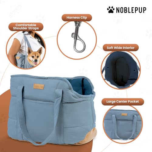 NoblePup Plush Dog Purse Carrier for Small Dogs, Soft Dog Tote Bag with Safety Harness Clip, Cozy Pet Carrier for Dogs Und...