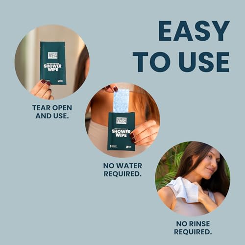 Super Fresh Body Wipes, Large Unscented Shower Wipe for Adults Men Women Kids, Personal Hygiene Cleansing Cloth Enriched w...