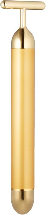 Angel Kiss Beauty Bar Energy Face Massager - 24k Golden T-Shape Pulse Electric Vibration Facial Self Skin Care Tool - Birt...