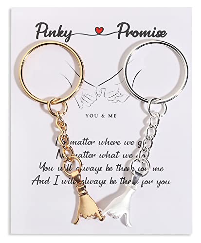 2Pcs Pinky Promise Keychains for Couples, Valentine Gifts for Girlfriend Boyfriend Best Friends, Bff Friendship Keychains