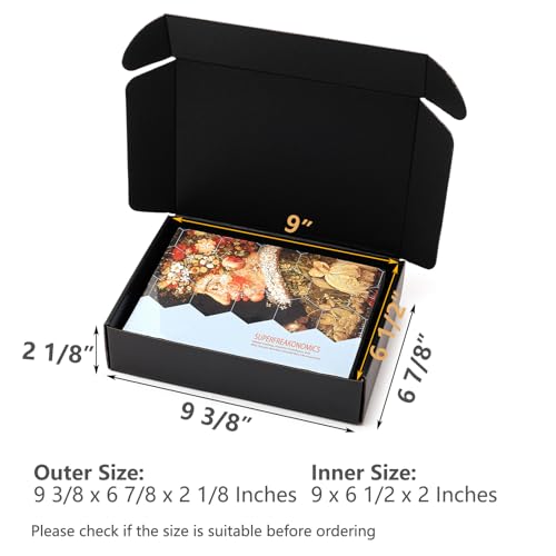 Timirog 9x6.5x2 Inches Black Shipping Boxes 25 Pack - Corrugated Cardboard Mailing Box for Small Business, Tab Locking Lit...