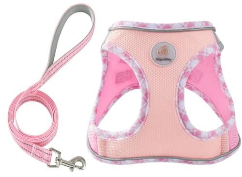Hipubby Dog Harness Small Sized and Leash Set, No Pull Soft Mesh Puppy Vest, Reflective Breathable Lightweight Pet Harnes...