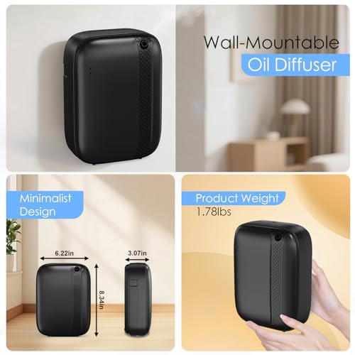 Essential Oil Diffuser, Waterless & Ultrasonic Aromatherapy Diffuser for Home, Office, Hotel, 13.5 OZ Capacity Up to 2500 ...