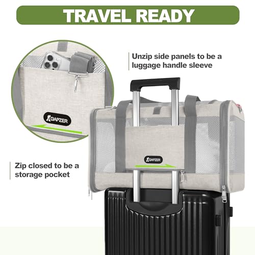 GAPZER Cat Carrier American Airline Approved 18x11x11, Top Opening Sturdy Soft Pet Carrying Bag See Through, Mini Dog Hard...