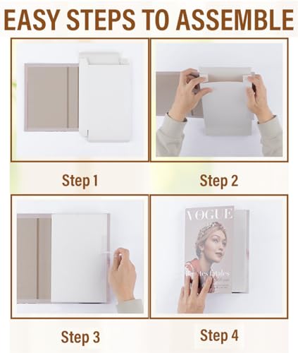 PROBENEX Luxe Large | 4 PCS Faux Decorative Book Boxes | Not Real Books, Cardboard Foldable Display Props | Home Decor for...