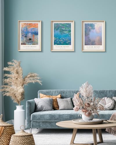 Framed Claude Monet Water Lilies Canvas Wall Art,Vintage Impressionist Botanical Painting,16x12IN High Framed Design Print...
