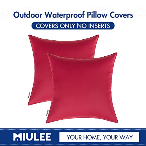 MIULEE Pack of 2 Decorative Outdoor Waterproof Pillow Covers Square Garden Cushion Sham Throw Pillowcase Shell for Spring ...