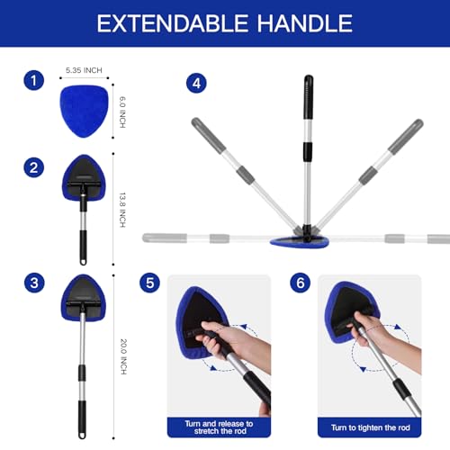 Qydipclin 11pcs Windshield Cleaner Tool, Car Window Cleaning Wash Kit with 6 Reusable Microfiber Pads 2 Spray Bottles and ...