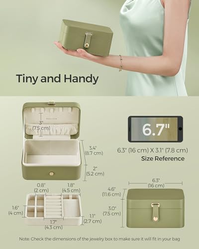 SONGMICS Jewelry Organizer Box, Travel Jewelry Case, 2-Layer Travel Case for Earrings, Necklaces, Bracelets - Portable Jew...