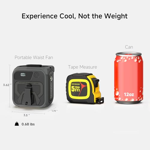 SEAINGO Portable Waist Fan Rechargeable – 10000mAh, 42 ft/s Max, 5 Speeds 16000RPM, Personal Cooling Wearable Clip Body Be...