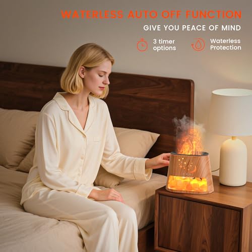 Essential Oil Diffuser : 260ml Aromatherapy Diffuser & Himalayan Salt Lamp with Remote Control & Timer,Cool Mist Humidifie...