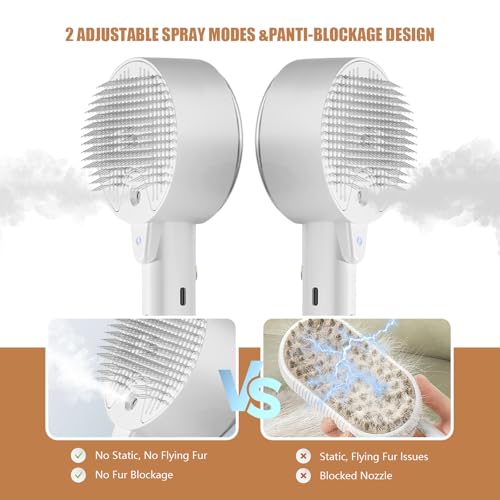 Cloud Care Cat Brush for Indoor Cat Steam Brush for Shedding Spritz Defur Comb for Cats Dogs Steam Brushes for Long Short ...