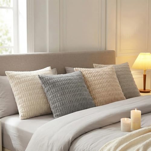 Fancy Homi 4 Packs Decorative Throw Pillow Covers for Living Room Couch Bed, Modern Farmhouse Boho Home Décor Accent Cushi...