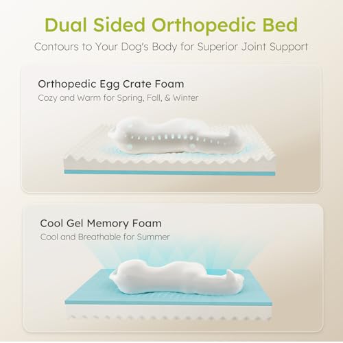 CWAWZ Extra Large Dog Bed, Orthopedic Dog Bed with Cooling Gel Memory Foam, Waterproof XL Pet Bed with Removable Washable ...