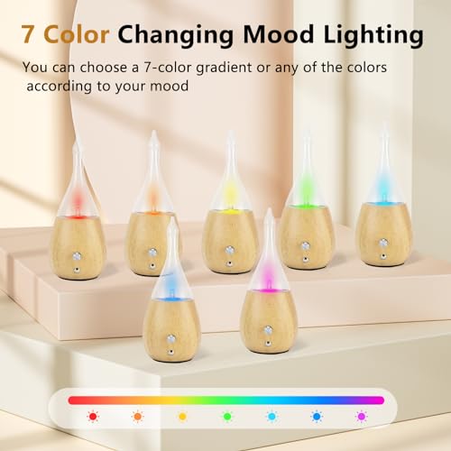 Lychee Essential Oil Diffuser Humidifiers, 7 Colors Light Setting, Quiet Diffuser, Small Aromatherapy Diffuser with Wood G...