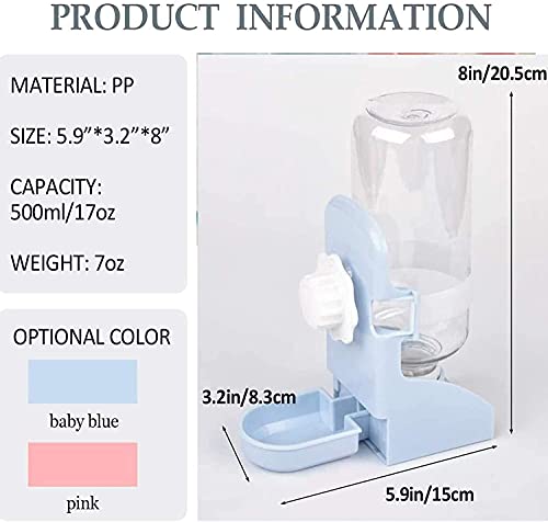 kathson 2PCS Rabbit Water Bottle, 17oz Hanging Water Fountain Automatic Dispenser No Leak WaterFeeder for Bunny Chinchilla...