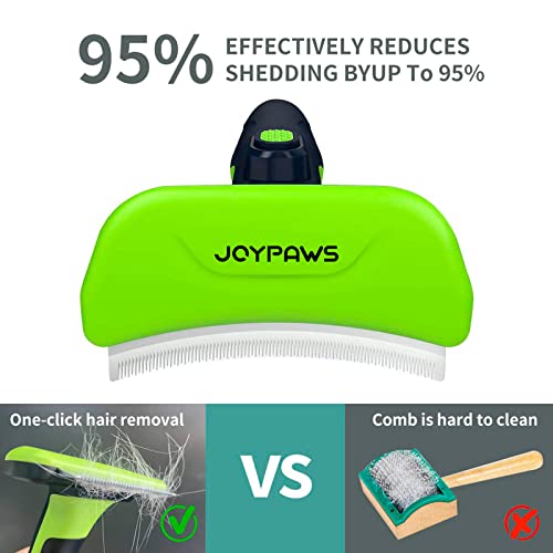 JOYPAWS Pet Grooming Brush for Dogs and Cats, Green, Effectively Reduces Shedding by Up to 95%, Self-Cleaning, Long or Sho...