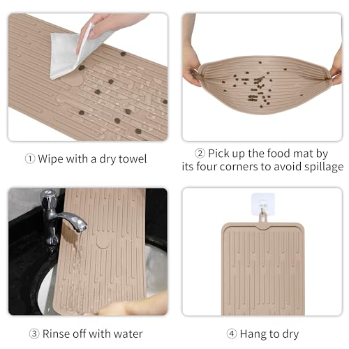 Ptlom Pet Placemat for Dog and Cat, Anti-Slip Waterproof Dogs Feeding Mat Prevent Food and Water Overflow, Bowl Mats Suita...