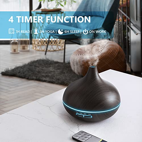 Diffusers for Essential Oils Large Room, 550ml Essential Oil Diffusers with Remote Control, Ultrasonic Oil Diffuser with T...