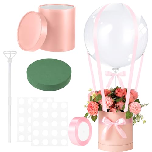 Soulchen DIY Hot Air Balloon Christmas Surprise Gift Box with 20'' Bubble Bobo Balloon Ribbon and Floral Clay for Christma...