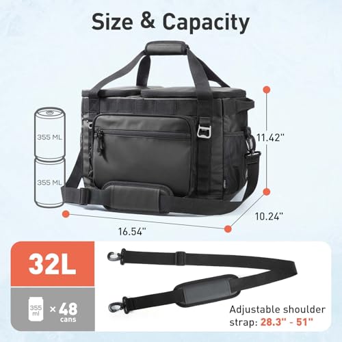 TOURIT 2-Zone Soft Cooler Bag 30/48Cans, Dry & Wet Insulated Beach Cooler, Lunch Bag, Leakproof Ice Chest for Camping, Pic...